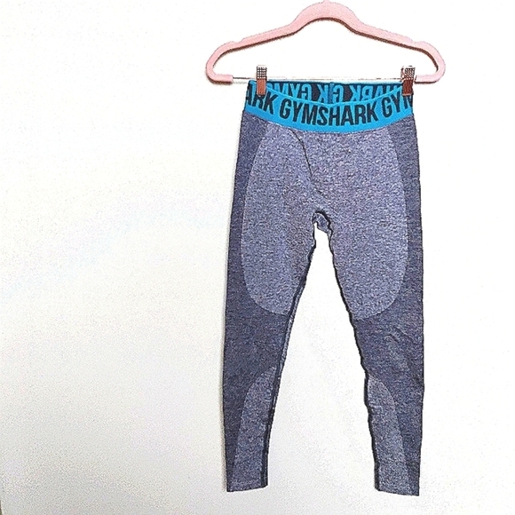 Gymshark Gray and Blue Colorblock Flex Cropped Athletic Leggings Size Small - Picture 2 of 13